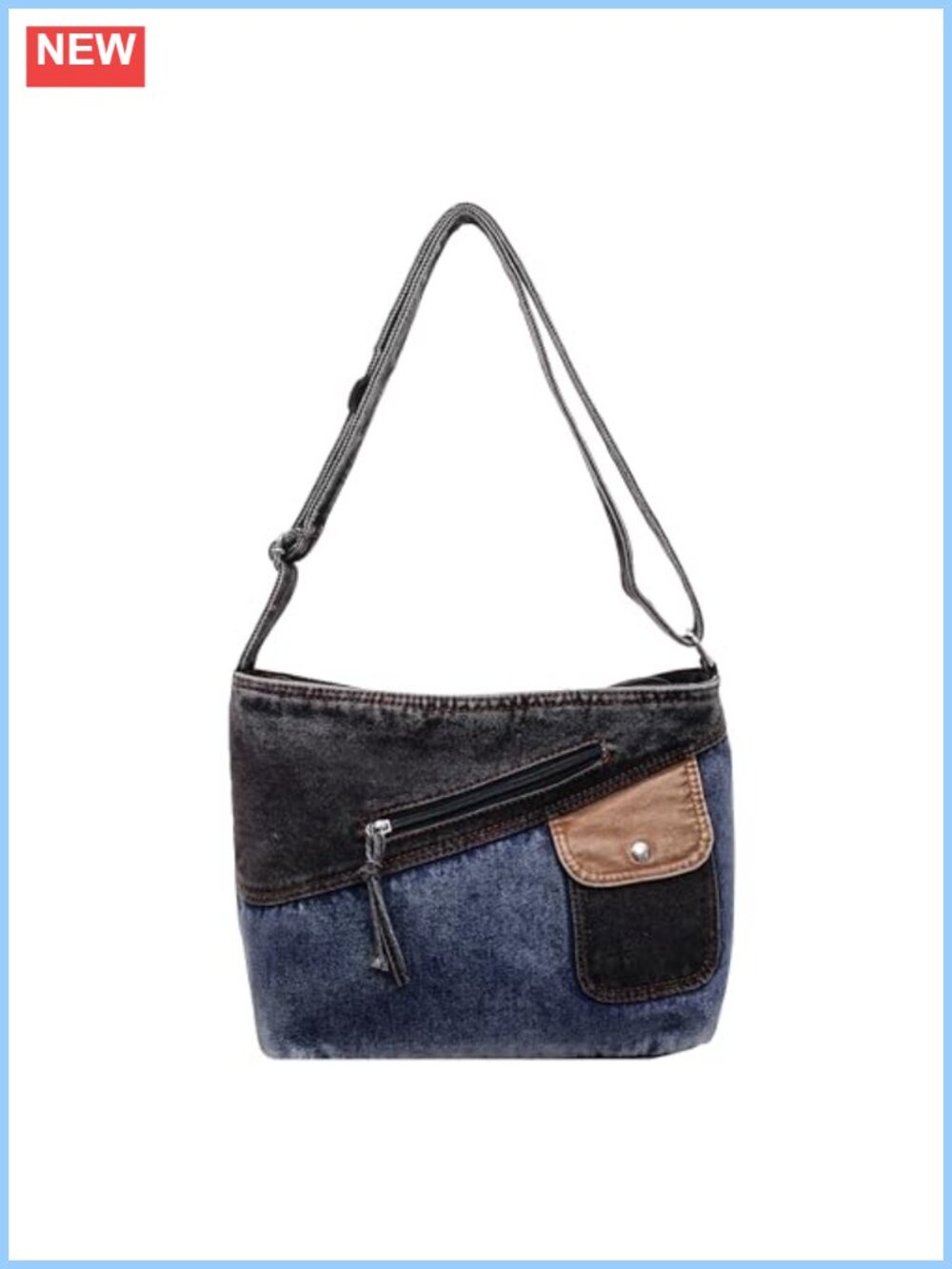 Vintage Denim Crossbody Bag Women Adjustable Jean Purse Canvas
